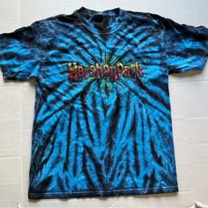 Hershey Park T Shirt Tie Dye Tee Sz L Blue Soft Cotton Pennsylvania PA